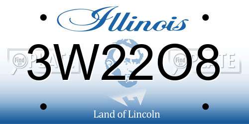 3W22O8 Illinois License Plate