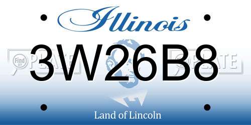 3W26B8 Illinois License Plate