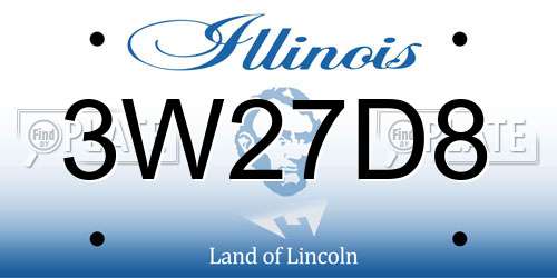 3W27D8 Illinois License Plate