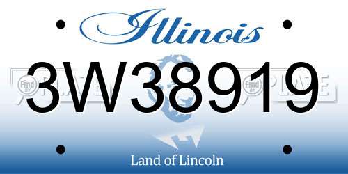 3W38919 Illinois License Plate