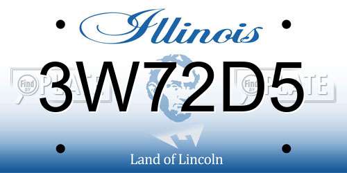 3W72D5 Illinois License Plate