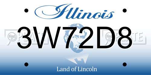 3W72D8 Illinois License Plate