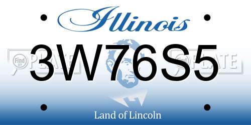 3W76S5 Illinois License Plate