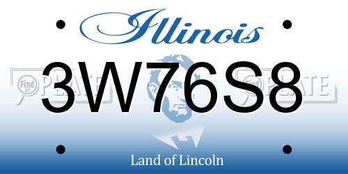 3W76S8 Illinois License Plate