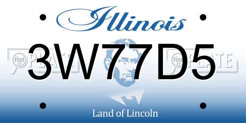 3W77D5 Illinois License Plate