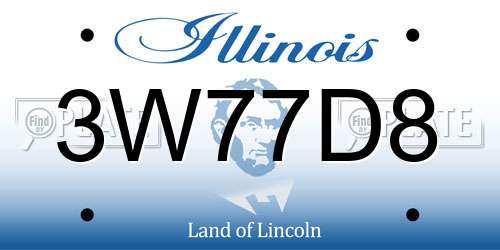 3W77D8 Illinois License Plate
