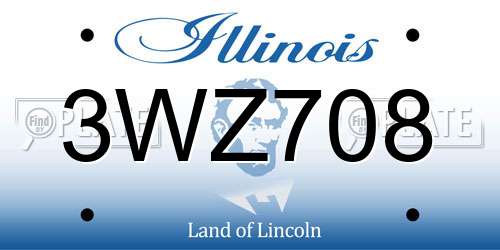 3WZ708 Illinois License Plate
