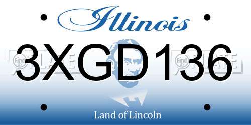 3XGD136 Illinois License Plate