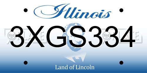 3XGS334 Illinois License Plate