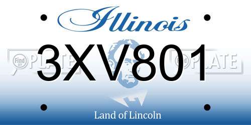 3XV801 Illinois License Plate