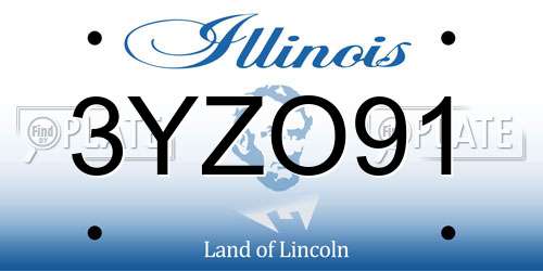 3YZO91 Illinois License Plate