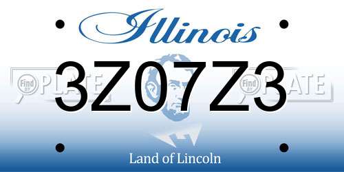 3Z07Z3 Illinois License Plate