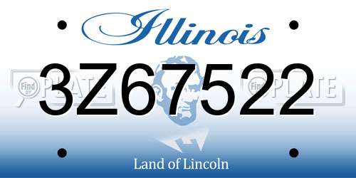 3Z67522 Illinois License Plate