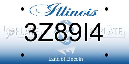 3Z89I4 Illinois License Plate