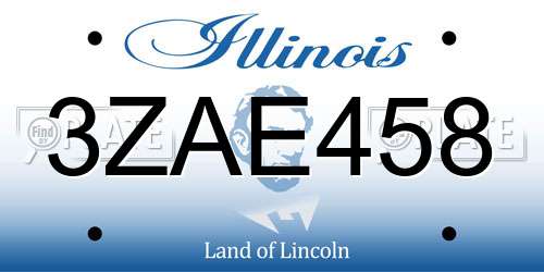 3ZAE458 Illinois License Plate