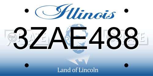 3ZAE488 Illinois License Plate