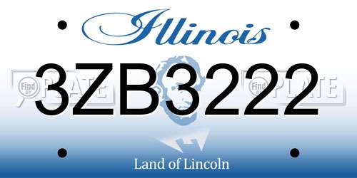 3ZB3222 Illinois License Plate