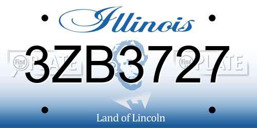 3ZB3727 Illinois License Plate