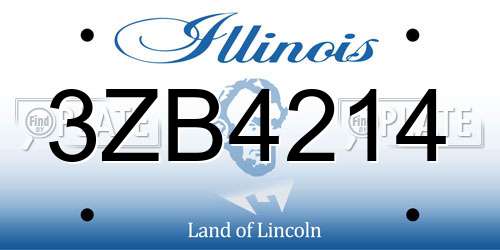 3ZB4214 Illinois License Plate