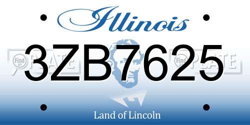 3ZB7625 Illinois License Plate