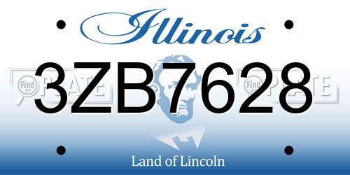 3ZB7628 Illinois License Plate
