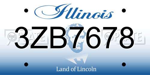 3ZB7678 Illinois License Plate