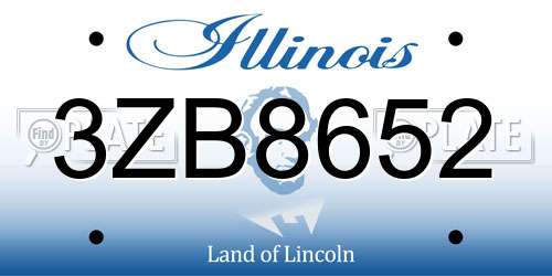 3ZB8652 Illinois License Plate
