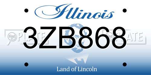 3ZB868 Illinois License Plate