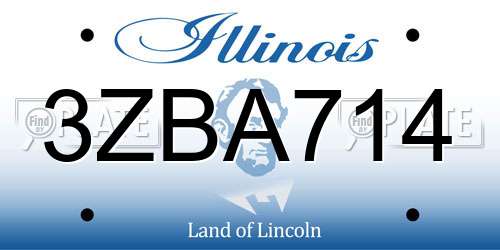 3ZBA714 Illinois License Plate