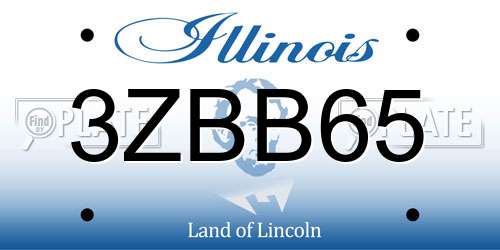 3ZBB65 Illinois License Plate