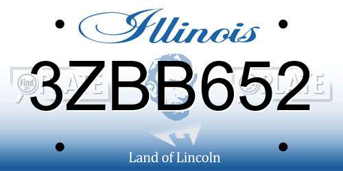 3ZBB652 Illinois License Plate