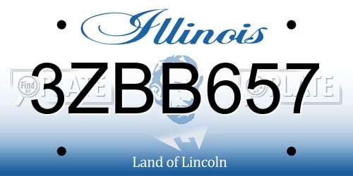 3ZBB657 Illinois License Plate