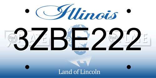 3ZBE222 Illinois License Plate