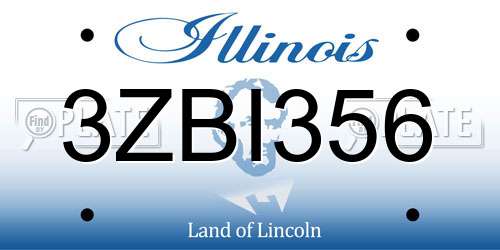 3ZBI356 Illinois License Plate