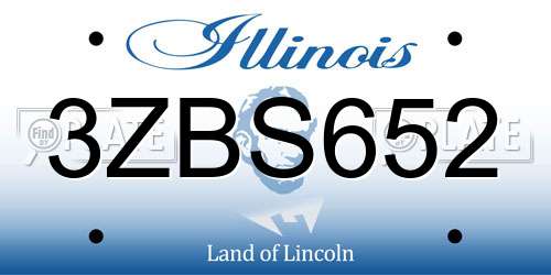 3ZBS652 Illinois License Plate