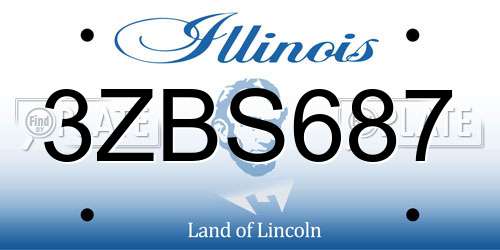 3ZBS687 Illinois License Plate