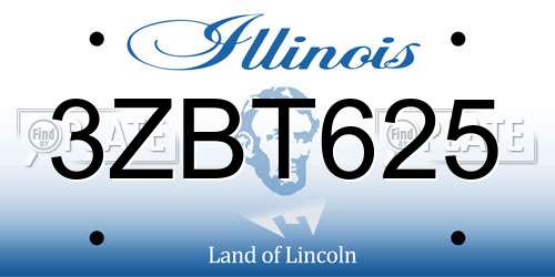 3ZBT625 Illinois License Plate