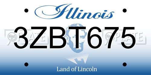 3ZBT675 Illinois License Plate