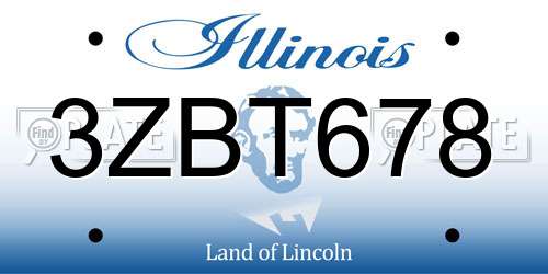 3ZBT678 Illinois License Plate