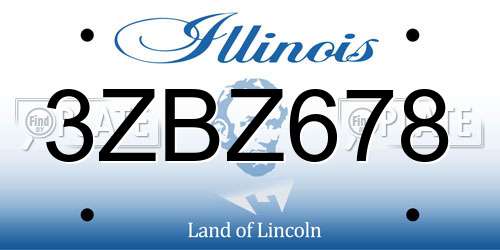 3ZBZ678 Illinois License Plate