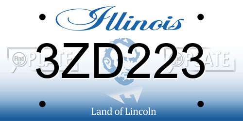 3ZD223 Illinois License Plate