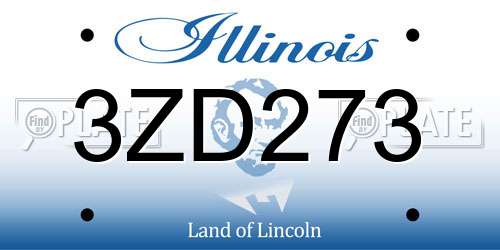 3ZD273 Illinois License Plate