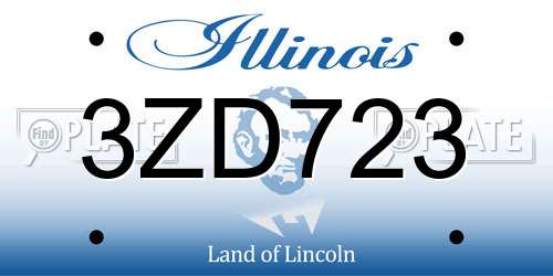 3ZD723 Illinois License Plate