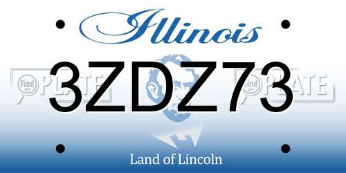 3ZDZ73 Illinois License Plate