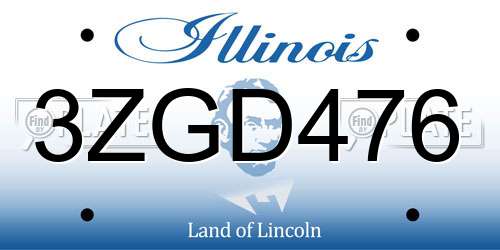 3ZGD476 Illinois License Plate