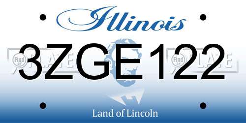 3ZGE122 Illinois License Plate