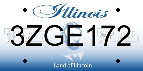 3ZGE172 Illinois License Plate