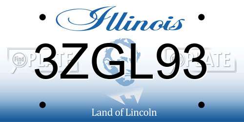 3ZGL93 Illinois License Plate