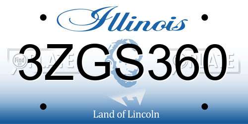 3ZGS360 Illinois License Plate