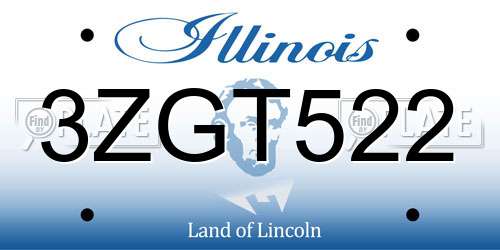 3ZGT522 Illinois License Plate